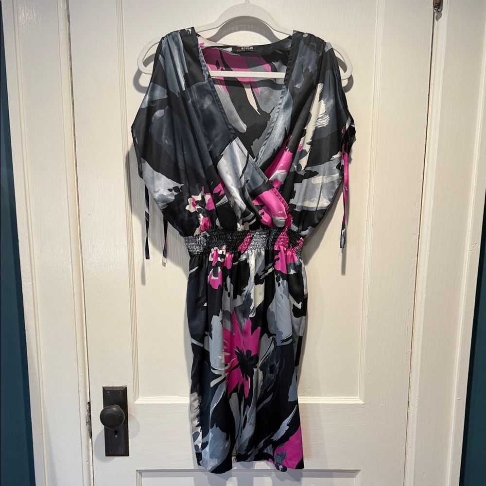 Morgan de Toi Black and Pink Floral Dress